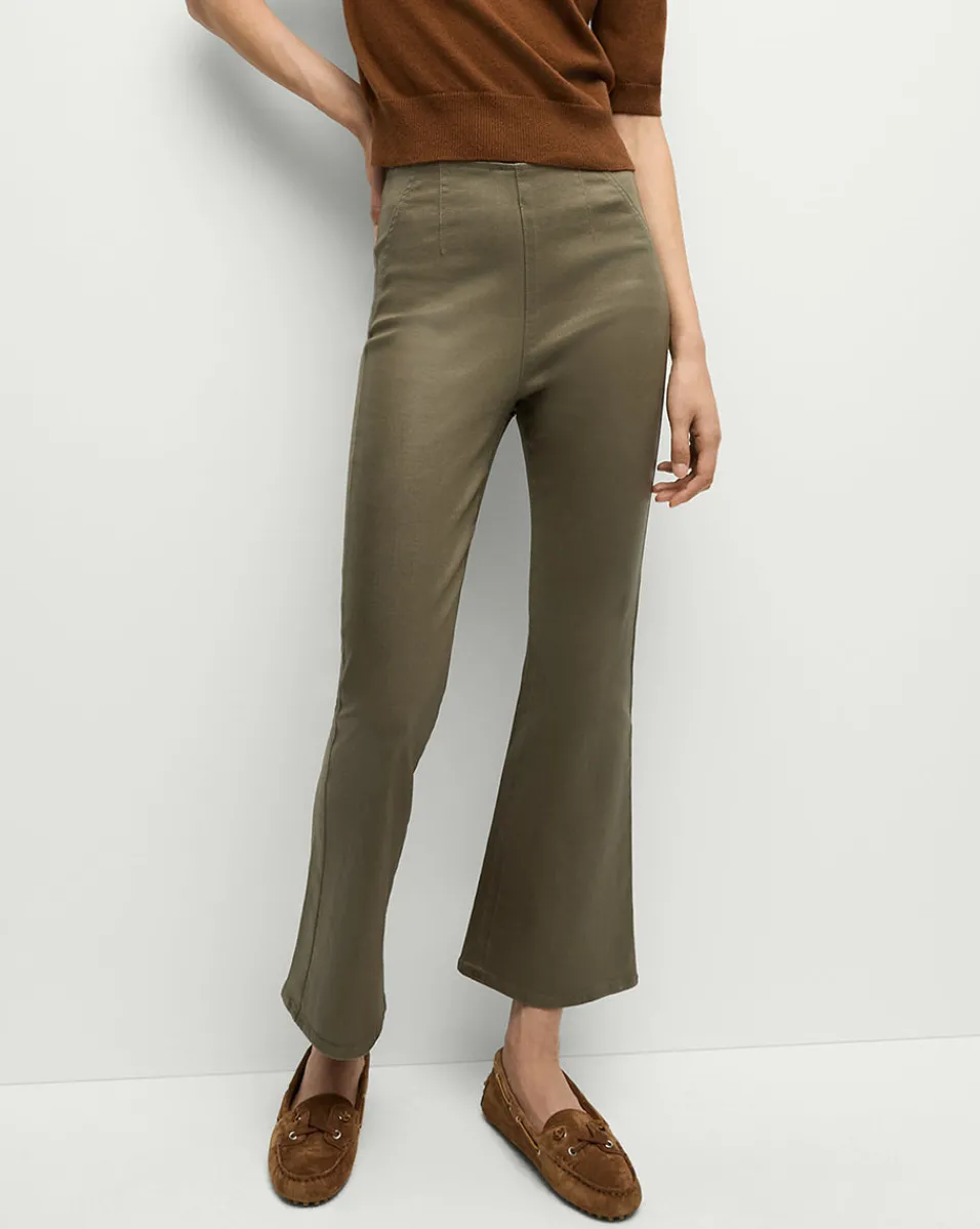 Veronica Beard Jeans*Carson Coated Off-Duty Kick-Flare Jean in Army High Gloss ArmyHighGloss