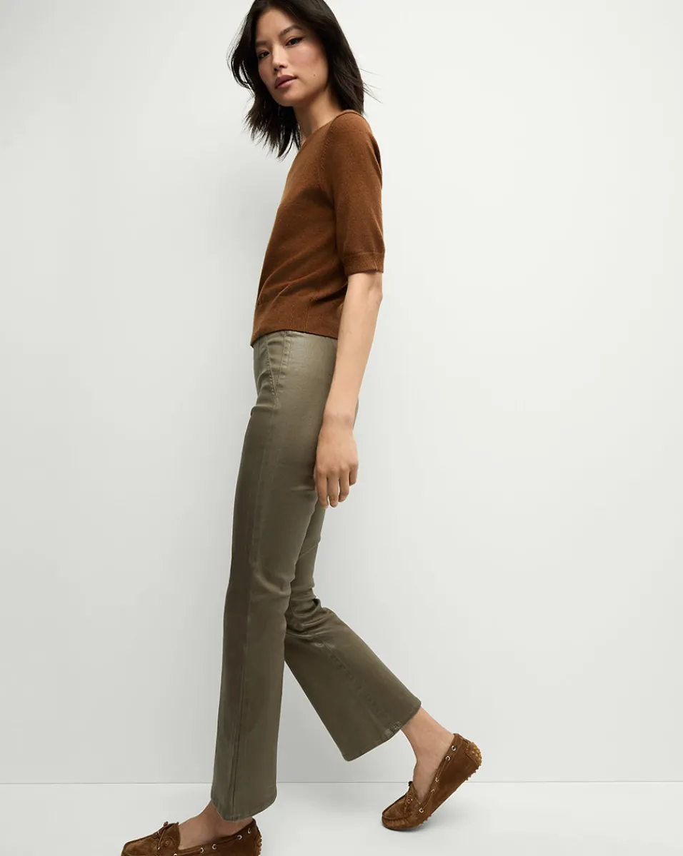 Veronica Beard Jeans*Carson Coated Off-Duty Kick-Flare Jean in Army High Gloss ArmyHighGloss
