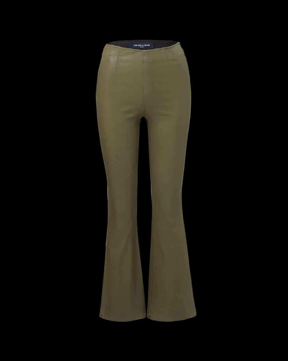 Veronica Beard Jeans*Carson Coated Off-Duty Kick-Flare Jean in Army High Gloss ArmyHighGloss