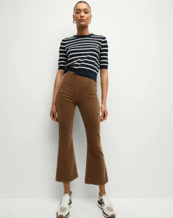 Veronica Beard Jeans*Carson Corduroy Kick-Flare Jeans in Brown DeepOchre