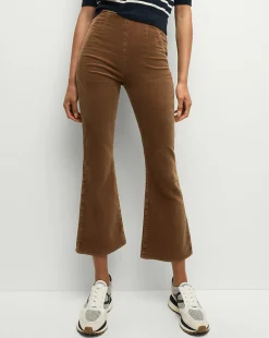 Veronica Beard Jeans*Carson Corduroy Kick-Flare Jeans in Brown DeepOchre
