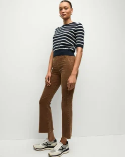 Veronica Beard Jeans*Carson Corduroy Kick-Flare Jeans in Brown DeepOchre