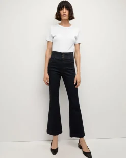 Veronica Beard Jeans*Carson Corset Waist Kick-Flare Jean in Indigo Rinse IndigoRinse