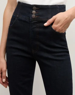 Veronica Beard Jeans*Carson Corset Waist Kick-Flare Jean in Indigo Rinse IndigoRinse