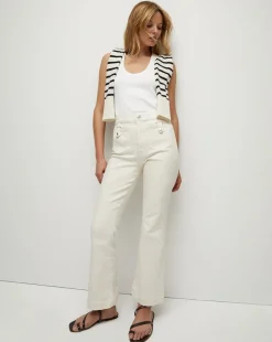 Veronica Beard Jeans*Carson Patch Pocket Kick-Flare Jean in Ecru EcruPatchPockets