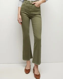 Veronica Beard Jeans*Carson Released Hem Kick-Flare Jean in Stone Army StoneArmy