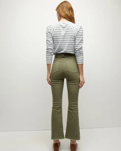 Veronica Beard Jeans*Carson Released Hem Kick-Flare Jean in Stone Army StoneArmy