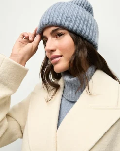 Veronica Beard Accessories|The Gift Guide*Cashmere Foldover Beanie in Smoke Blue SmokeBlue