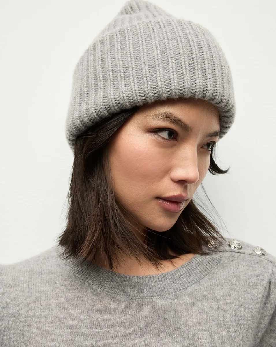 Veronica Beard Accessories|The Gift Guide*Cashmere Foldover Beanie in Heather Grey HeatherGrey