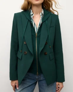 Veronica Beard Dickeys*Cashmere Hoodie Dickey in Dark Green Pine