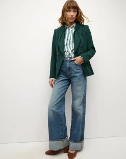 Veronica Beard Dickeys*Cashmere Hoodie Dickey in Dark Green Pine