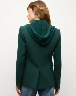 Veronica Beard Dickeys*Cashmere Hoodie Dickey in Dark Green Pine
