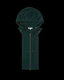 Veronica Beard Dickeys*Cashmere Hoodie Dickey in Dark Green Pine