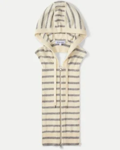 Veronica Beard Dickeys*Cashmere Hoodie Dickey in Ivory/Heather Grey Ivory/HeatherGrey