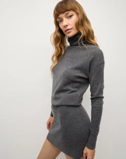 Veronica Beard Dresses*Cassidy Merino Cashmere Turtleneck Dress in Charcoal