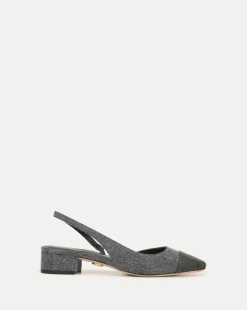 Veronica Beard Flats & Loafers*Cecile Cap-Toe Denim Slingback Blue/Black