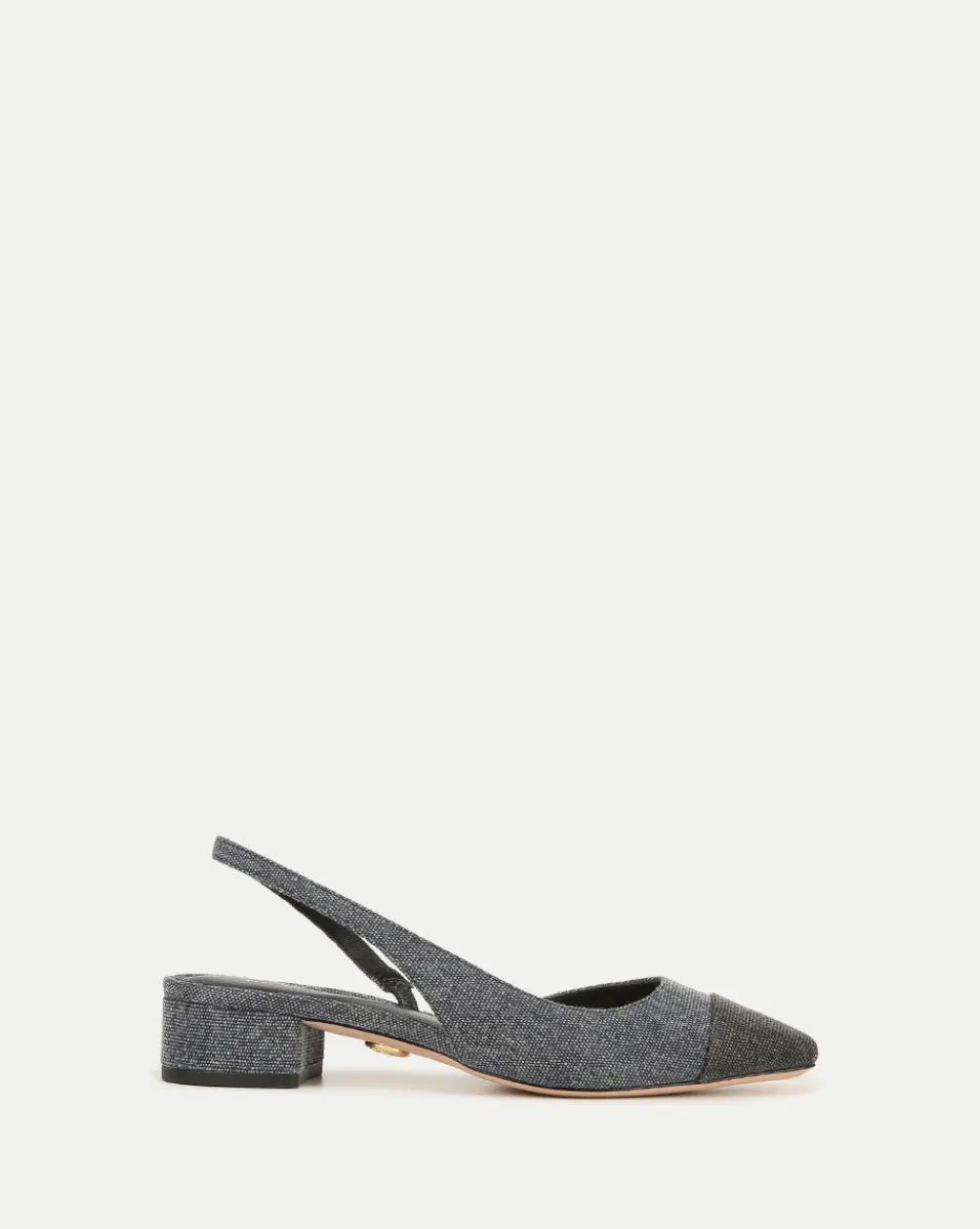 Veronica Beard Flats & Loafers*Cecile Cap-Toe Denim Slingback Blue/Black