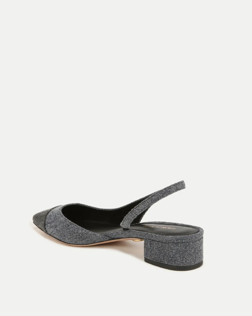 Veronica Beard Flats & Loafers*Cecile Cap-Toe Denim Slingback Blue/Black