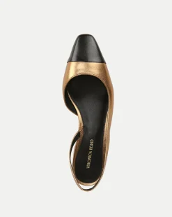 Veronica Beard Flats & Loafers|Party Dressing*Cecile Cap-Toe Leather Slingback Gold/Black