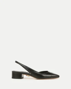 Veronica Beard Flats & Loafers*Cecile Cap-Toe Leather Slingback in Black/Black
