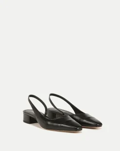 Veronica Beard Flats & Loafers*Cecile Cap-Toe Leather Slingback in Black/Black