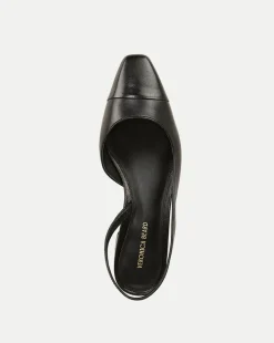 Veronica Beard Flats & Loafers*Cecile Cap-Toe Leather Slingback in Black/Black