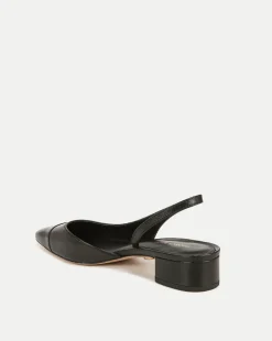 Veronica Beard Flats & Loafers*Cecile Cap-Toe Leather Slingback in Black/Black