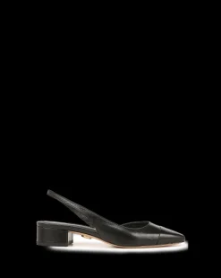 Veronica Beard Flats & Loafers*Cecile Cap-Toe Leather Slingback in Black/Black