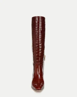 Veronica Beard Boots & Booties*Cecile Croc Knee High Boots in Brown Sepia