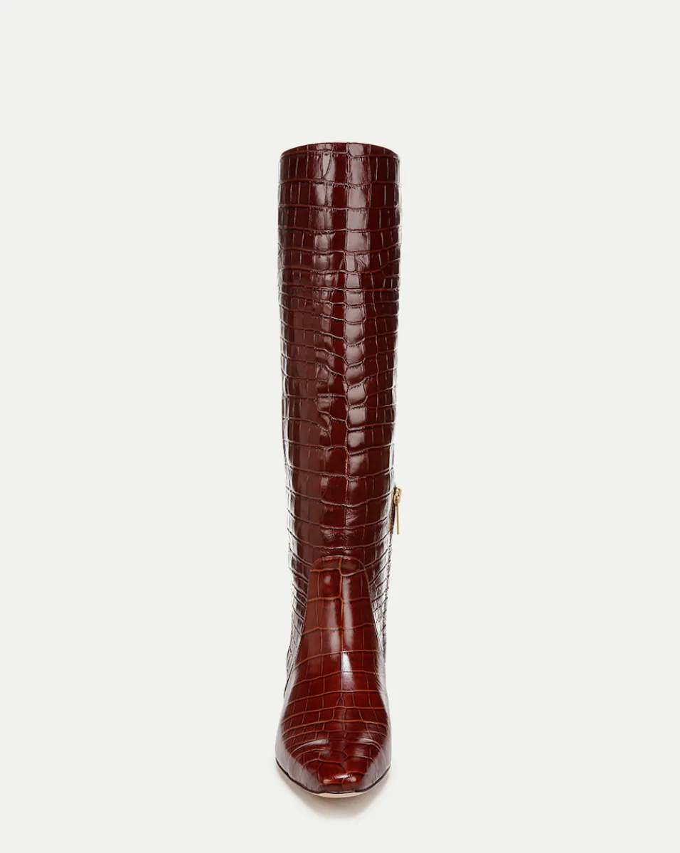 Veronica Beard Boots & Booties*Cecile Croc Knee High Boots in Brown Sepia