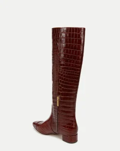 Veronica Beard Boots & Booties*Cecile Croc Knee High Boots in Brown Sepia
