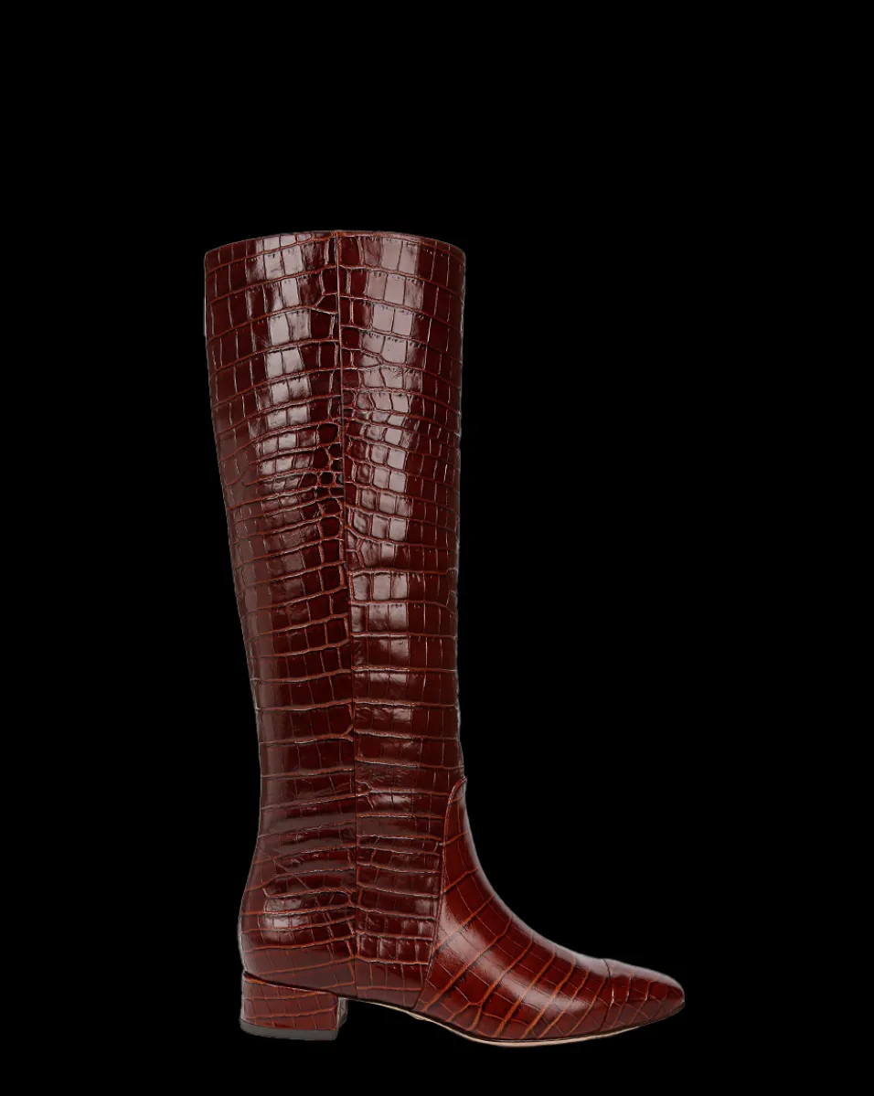 Veronica Beard Boots & Booties*Cecile Croc Knee High Boots in Brown Sepia