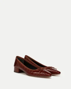 Veronica Beard Flats & Loafers|Pumps*Cecile Croc-Embossed Ballet Pump in Sepia