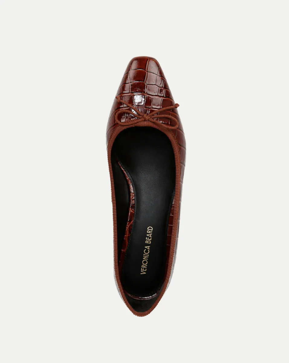 Veronica Beard Flats & Loafers|Pumps*Cecile Croc-Embossed Ballet Pump in Sepia
