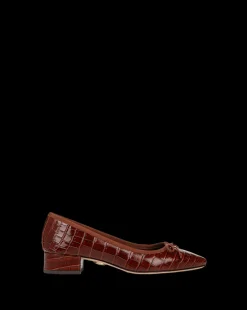 Veronica Beard Flats & Loafers|Pumps*Cecile Croc-Embossed Ballet Pump in Sepia