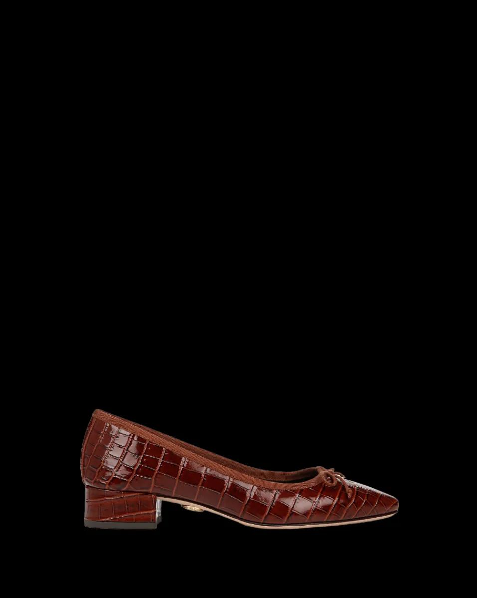 Veronica Beard Flats & Loafers|Pumps*Cecile Croc-Embossed Ballet Pump in Sepia