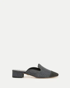 Veronica Beard Flats & Loafers*Cecile Denim Cap-Toe Mules DenimBlue/Black