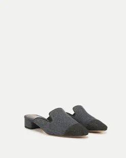 Veronica Beard Flats & Loafers*Cecile Denim Cap-Toe Mules DenimBlue/Black