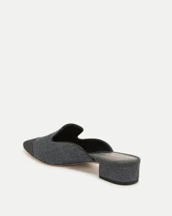 Veronica Beard Flats & Loafers*Cecile Denim Cap-Toe Mules DenimBlue/Black