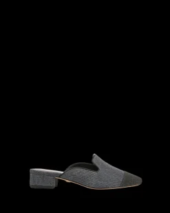 Veronica Beard Flats & Loafers*Cecile Denim Cap-Toe Mules DenimBlue/Black