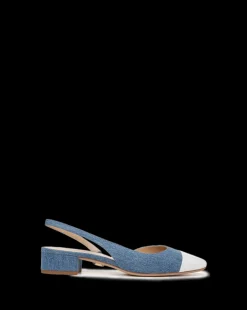 Veronica Beard Flats & Loafers*Cecile Denim Cap-Toe Slingback in Denim/Coconut