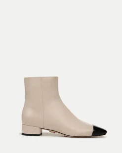 Veronica Beard Boots & Booties*Cecile Leather Cap-Toe Bootie in Ecru/Black