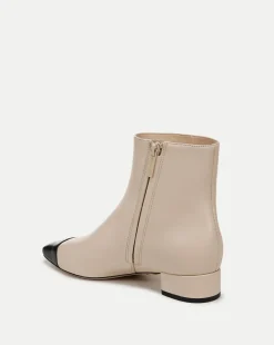 Veronica Beard Boots & Booties*Cecile Leather Cap-Toe Bootie in Ecru/Black