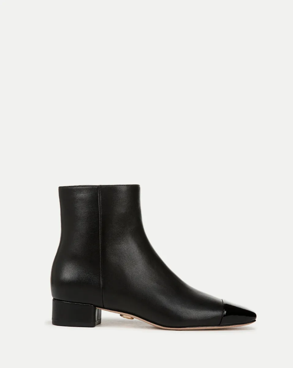 Veronica Beard Boots & Booties*Cecile Leather Cap-Toe Bootie in Black/Black