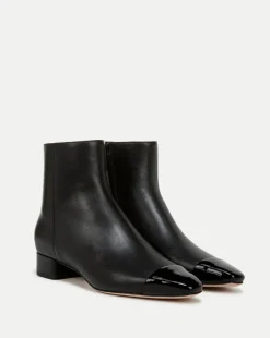 Veronica Beard Boots & Booties*Cecile Leather Cap-Toe Bootie in Black/Black