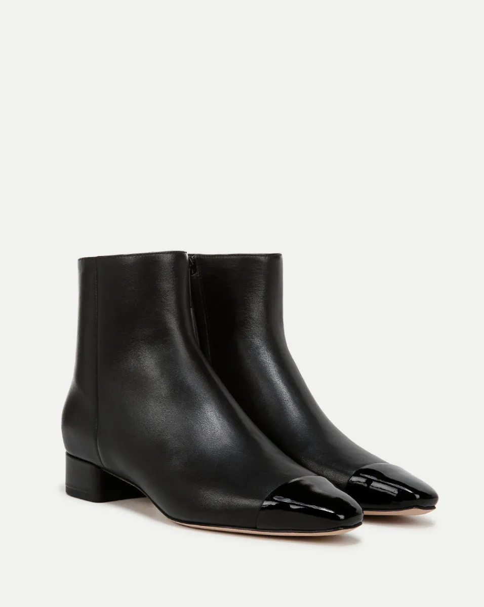 Veronica Beard Boots & Booties*Cecile Leather Cap-Toe Bootie in Black/Black