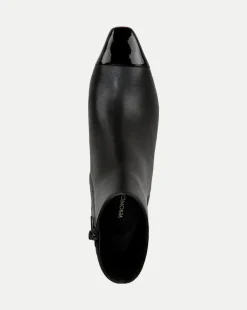 Veronica Beard Boots & Booties*Cecile Leather Cap-Toe Bootie in Black/Black
