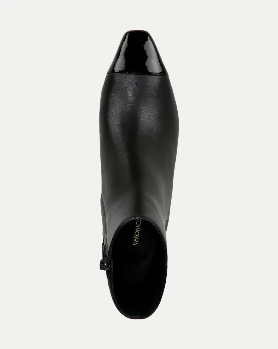 Veronica Beard Boots & Booties*Cecile Leather Cap-Toe Bootie in Black/Black