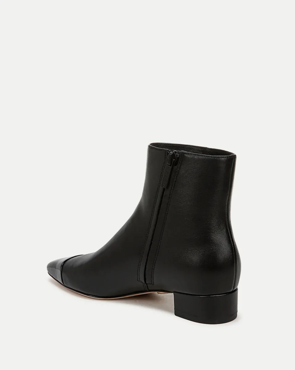 Veronica Beard Boots & Booties*Cecile Leather Cap-Toe Bootie in Black/Black