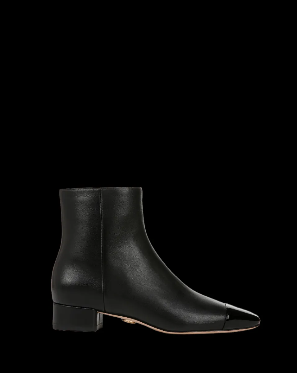 Veronica Beard Boots & Booties*Cecile Leather Cap-Toe Bootie in Black/Black